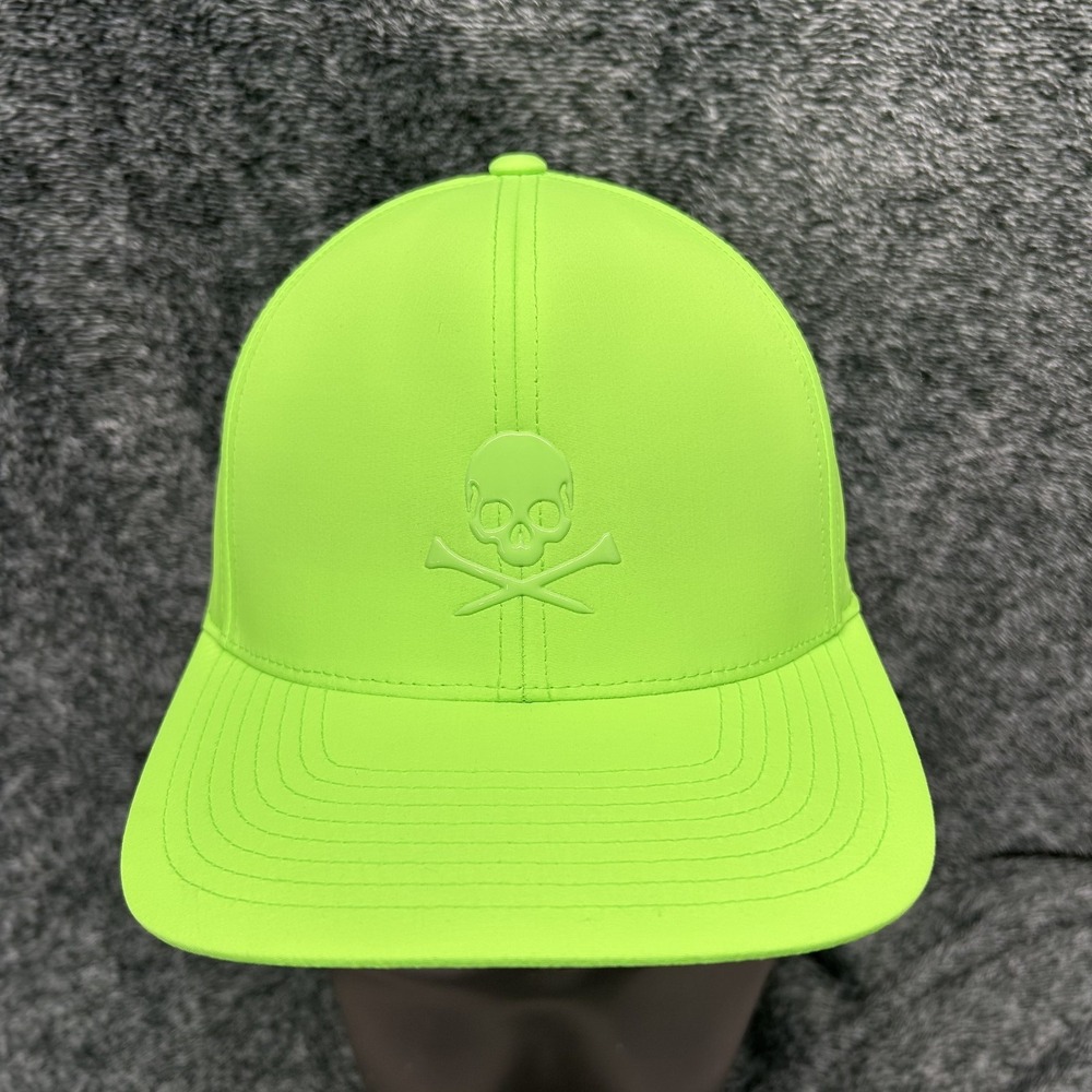 G/FORE Mens Adjustable Snapback Neon Green Silicone Skull & Tees Low Profile Hat